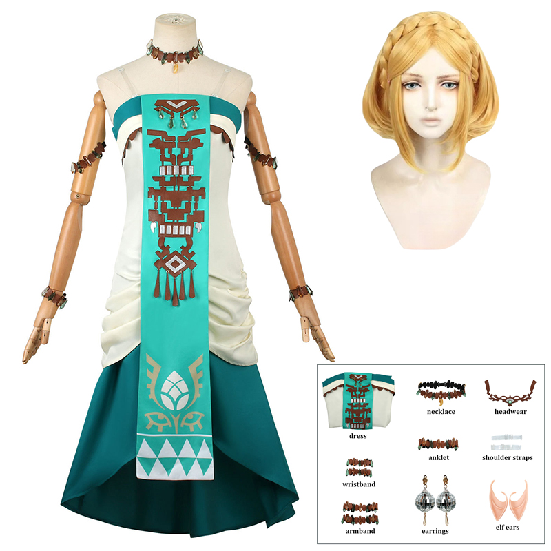 Zelda Party Games - Princesa zelda coaplay traje peruca feminina