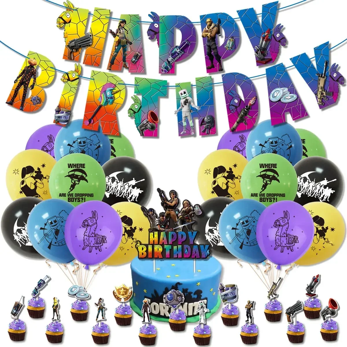 Balões Temáticos do Jogo Fortn - Party Games Kids Birthday avaliação e preço
